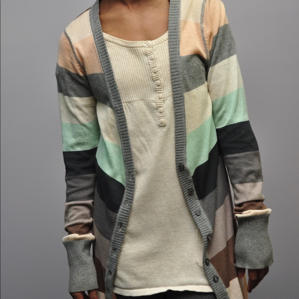 Heritage WOMEN Multi colored striped comfy long sleeve cardigan (CA1)